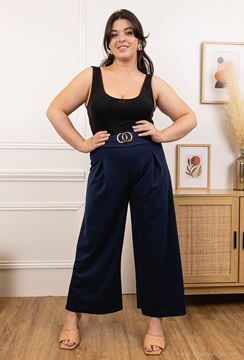 Picture of CURVY GIRL  NAVY BLUE TROUSERS WITH BELT